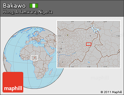 Gray Location Map of Bakawo