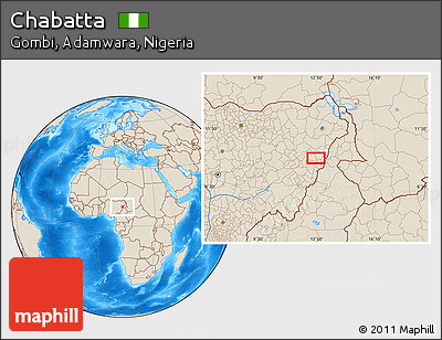 Shaded Relief Location Map of Chabatta