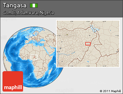 Shaded Relief Location Map of Tangasa
