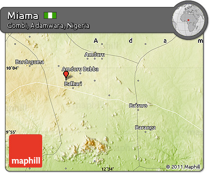 Physical Map of Miama