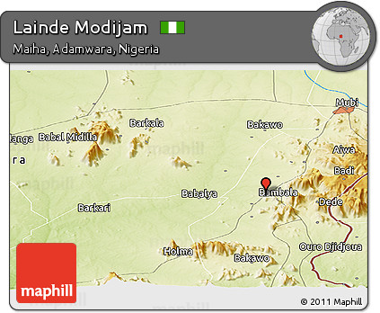 Physical Panoramic Map of Lainde Modijam