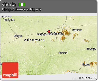 Physical Panoramic Map of Gidila