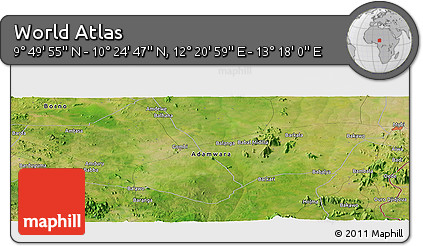 Satellite Panoramic Map of the Area around 10° 7' 21" N, 12° 49' 29" E