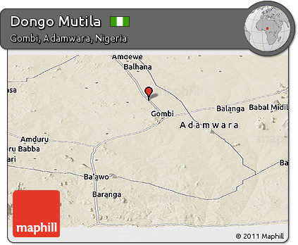 Shaded Relief Panoramic Map of Dongo Mutila