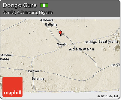 Shaded Relief Panoramic Map of Dongo Gure