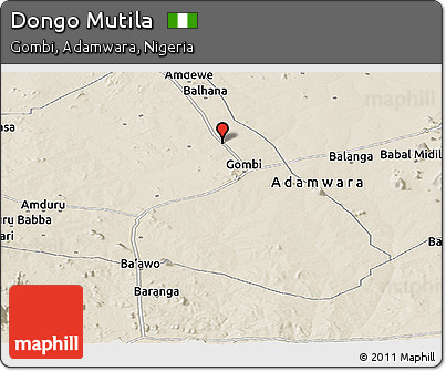 Shaded Relief Panoramic Map of Dongo Mutila