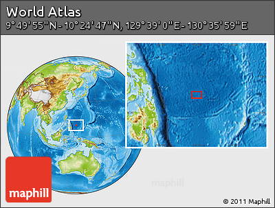 Physical Location Map of the Area around 10° 7' 21" N, 130° 7' 30" E