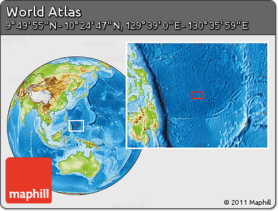 Physical Location Map of the Area around 10° 7' 21" N, 130° 7' 30" E
