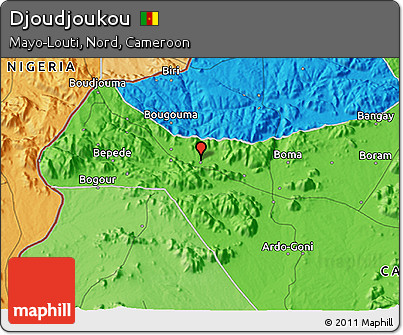 Political 3D Map of Djoudjoukou