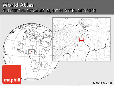 Blank Location Map of the Area around 10° 7' 21" N, 13° 40' 30" E