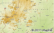 Physical Map of the area around 10° 7' 21" N, 13° 40' 30" E