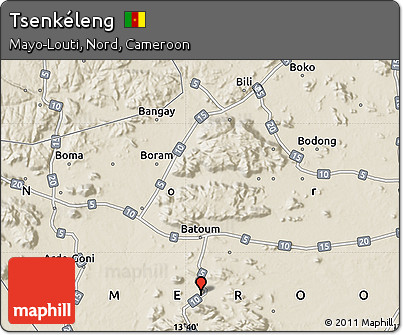 Shaded Relief Map of Tsenkéleng