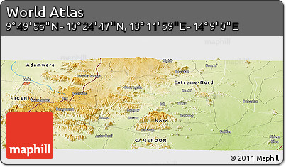 Physical Panoramic Map of the Area around 10° 7' 21" N, 13° 40' 30" E