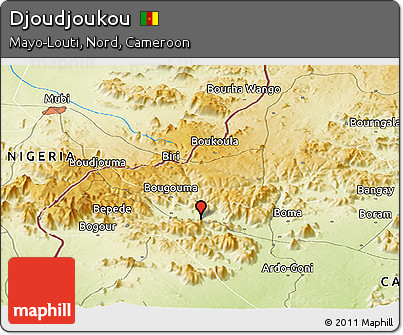 Physical Panoramic Map of Djoudjoukou