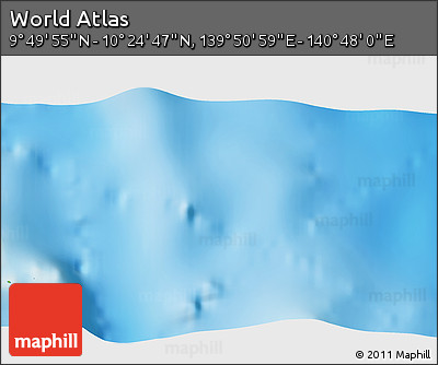 Physical 3D Map of the Area around 10° 7' 21" N, 140° 19' 29" E