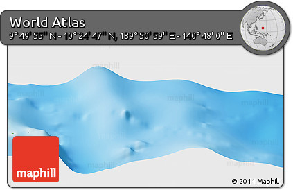 Physical Panoramic Map of the Area around 10° 7' 21" N, 140° 19' 29" E