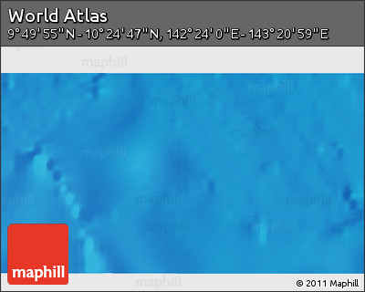 Physical 3D Map of the Area around 10° 7' 21" N, 142° 52' 30" E