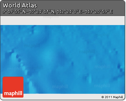 Physical 3D Map of the Area around 10° 7' 21" N, 142° 52' 30" E
