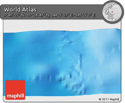 Physical 3D Map of the Area around 10° 7' 21" N, 144° 34' 29" E