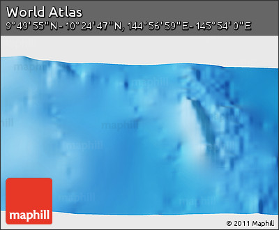 Physical 3D Map of the Area around 10° 7' 21" N, 145° 25' 30" E