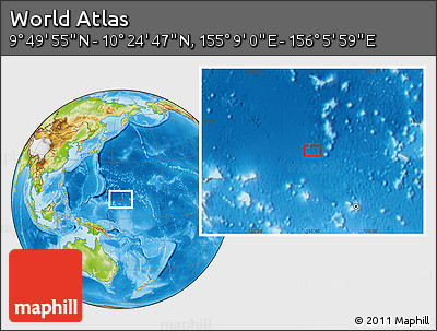 Physical Location Map of the Area around 10° 7' 21" N, 155° 37' 30" E