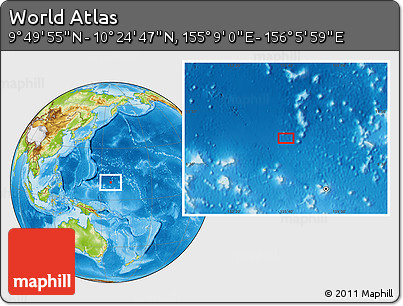 Physical Location Map of the Area around 10° 7' 21" N, 155° 37' 30" E