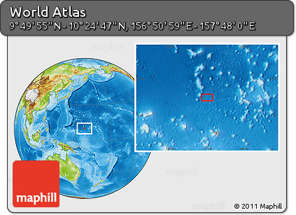 Physical Location Map of the Area around 10° 7' 21" N, 157° 19' 29" E