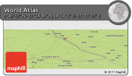 Physical Panoramic Map of the Area around 10° 7' 21" N, 15° 22' 30" E