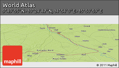 Physical Panoramic Map of the Area around 10° 7' 21" N, 15° 22' 30" E
