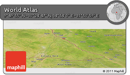 Satellite Panoramic Map of the Area around 10° 7' 21" N, 15° 22' 30" E