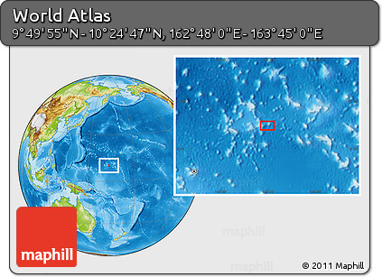 Physical Location Map of the Area around 10° 7' 21" N, 163° 16' 30" E