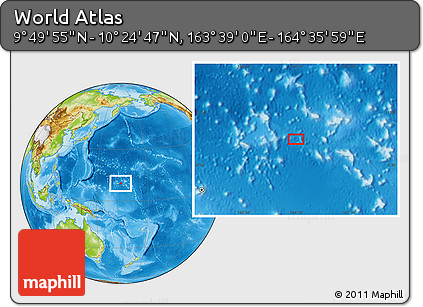 Physical Location Map of the Area around 10° 7' 21" N, 164° 7' 30" E