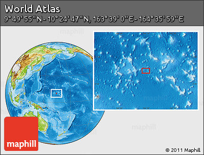 Physical Location Map of the Area around 10° 7' 21" N, 164° 7' 30" E