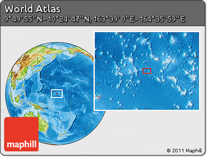 Physical Location Map of the Area around 10° 7' 21" N, 164° 7' 30" E