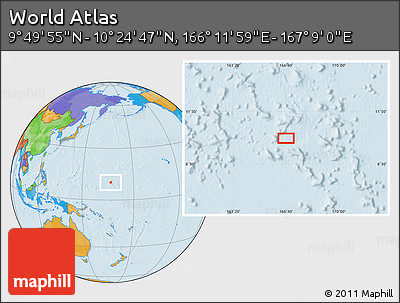 Political Location Map of the Area around 10° 7' 21" N, 166° 40' 30" E