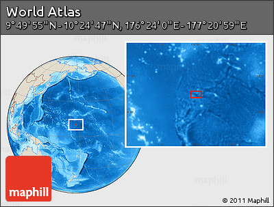 Shaded Relief Location Map of the Area around 10° 7' 21" N, 176° 52' 30" E