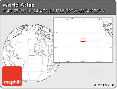 Blank Location Map of the Area around 10° 7' 21" N, 21° 10' 29" W