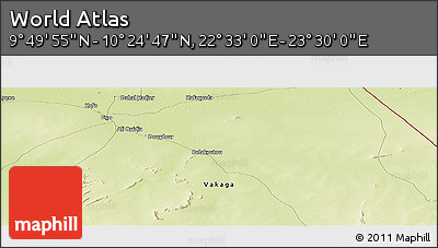 Physical Panoramic Map of the Area around 10° 7' 21" N, 23° 1' 29" E