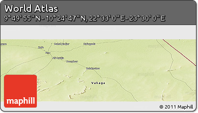 Physical Panoramic Map of the Area around 10° 7' 21" N, 23° 1' 29" E