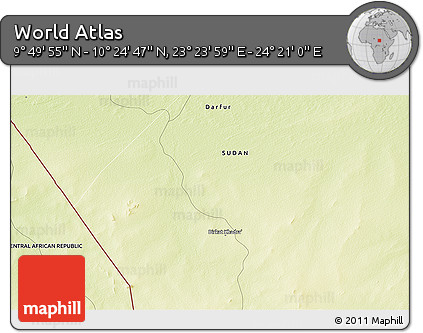 Physical 3D Map of the Area around 10° 7' 21" N, 23° 52' 30" E