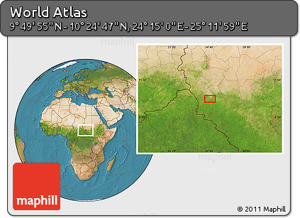 Satellite Location Map of the Area around 10° 7' 21" N, 24° 43' 30" E