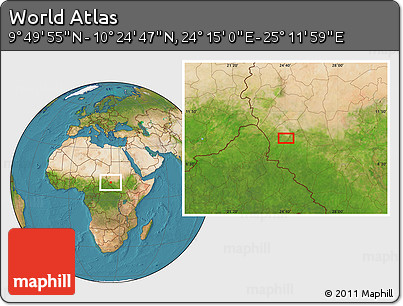 Satellite Location Map of the Area around 10° 7' 21" N, 24° 43' 30" E