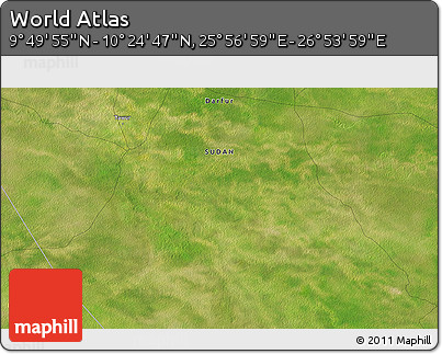 Satellite 3D Map of the Area around 10° 7' 21" N, 26° 25' 29" E
