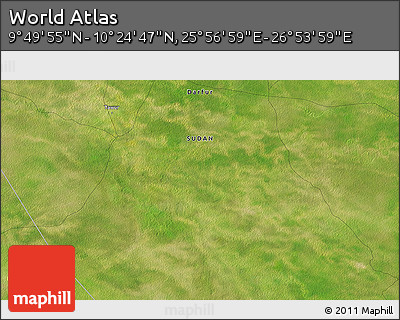 Satellite 3D Map of the Area around 10° 7' 21" N, 26° 25' 29" E