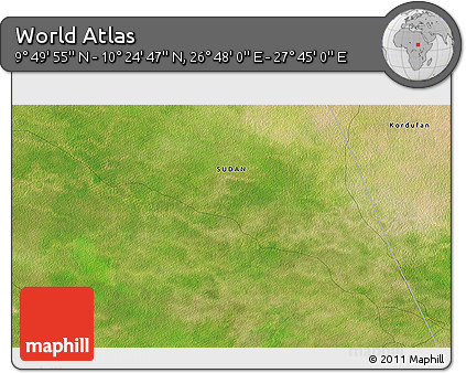 Satellite 3D Map of the Area around 10° 7' 21" N, 27° 16' 29" E