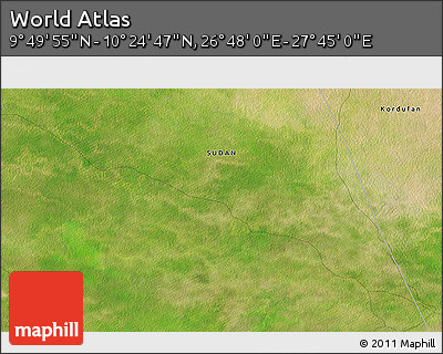 Satellite 3D Map of the Area around 10° 7' 21" N, 27° 16' 29" E