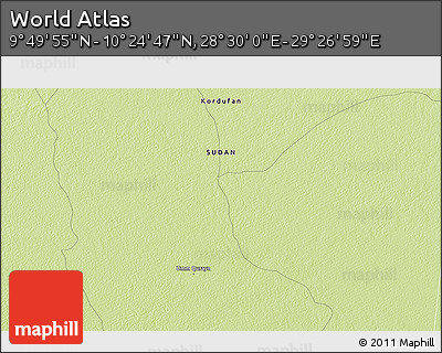 Physical 3D Map of the Area around 10° 7' 21" N, 28° 58' 30" E