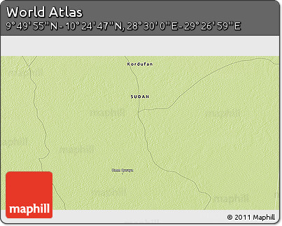 Physical 3D Map of the Area around 10° 7' 21" N, 28° 58' 30" E