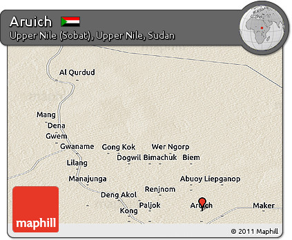 Shaded Relief Panoramic Map of Aruich