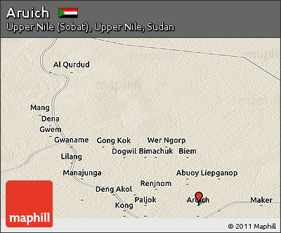 Shaded Relief Panoramic Map of Aruich